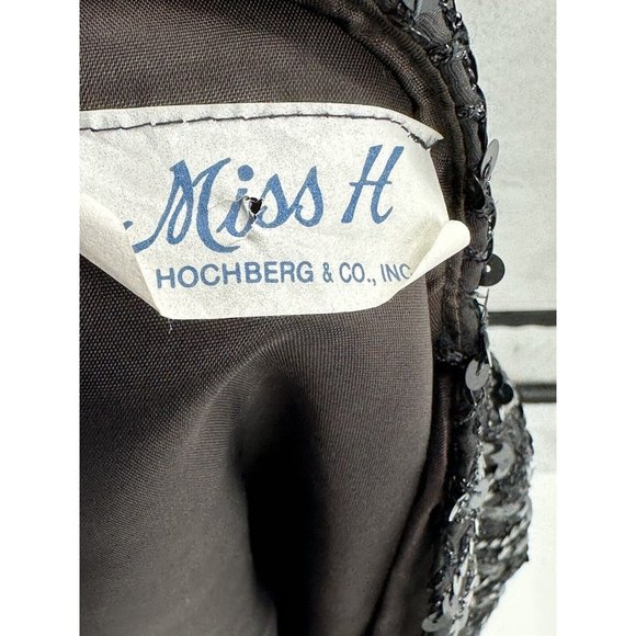 Miss H Jacket Blazer Black Sequins Long Sleeve Open Front Holiday Lined Medium - Picture 10 of 11